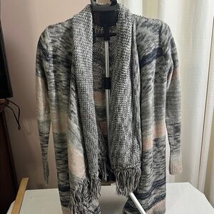 Knox Rose Gray and Cream Knit Cardigan